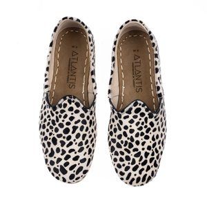 Mens Black Dots Leather Slip Ons